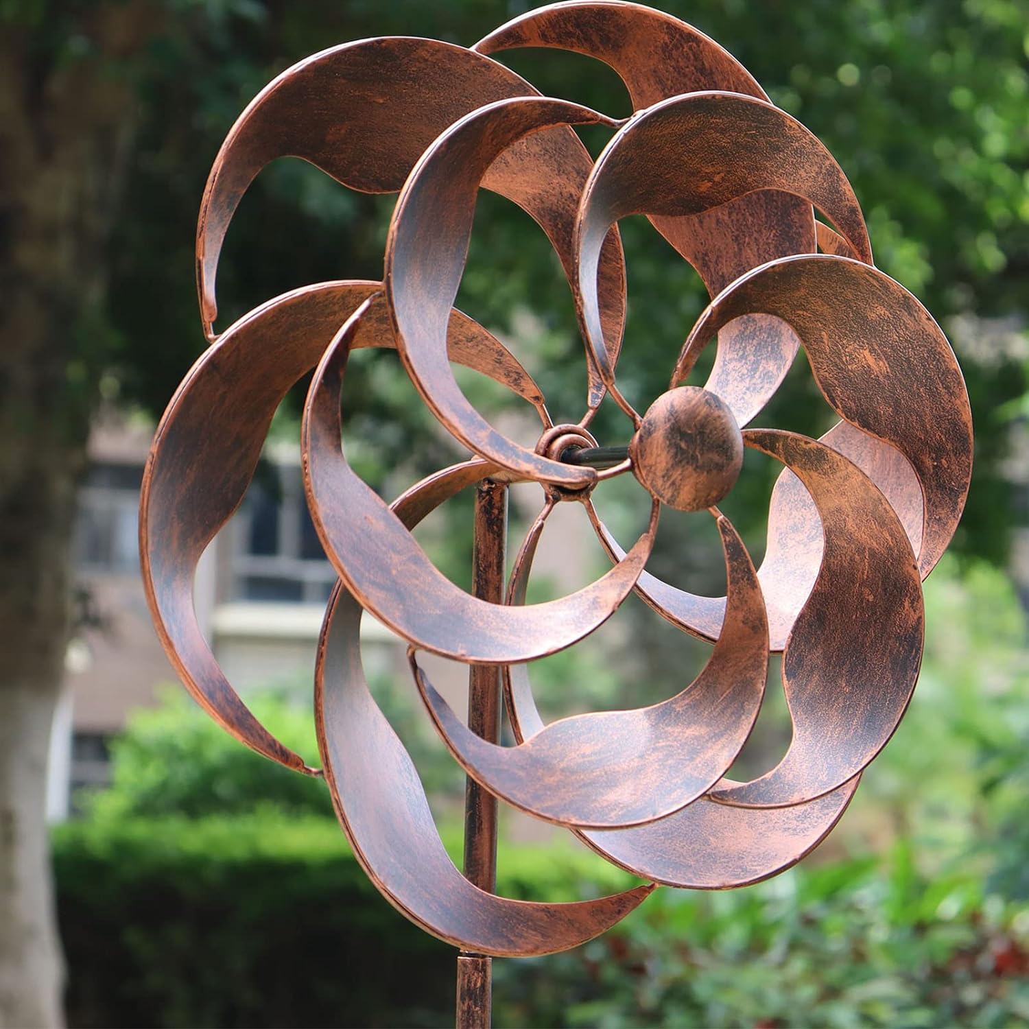 LERFUGI 360 Degrees Metal Swivel Classical Wind Spinner Willow Leaves for Patio Lawn Outdoor Yard Lawn Garden - Image 3