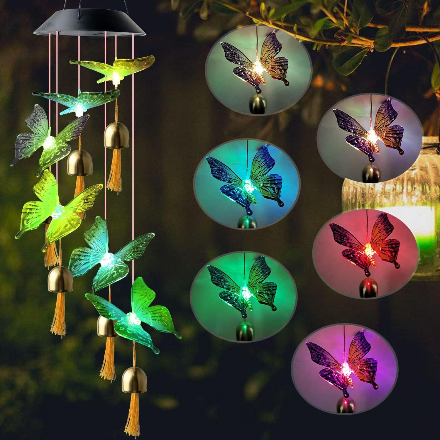 Campanilla de viento solar de colibrí al aire libre, regalo para papá, mamá, abuela, esposa, hija, hermana, tía, abuela, mujeres, decoración al aire libre para patio, jardinería - Image 72