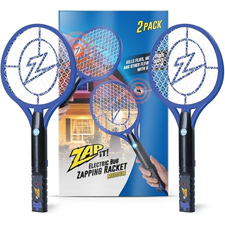 Zap It Bug Zapper - Fly Zapper Racket - Rechargeable Bug Zapper Racket, 4,000 Volt, USB Charging Cable, 2 Pack