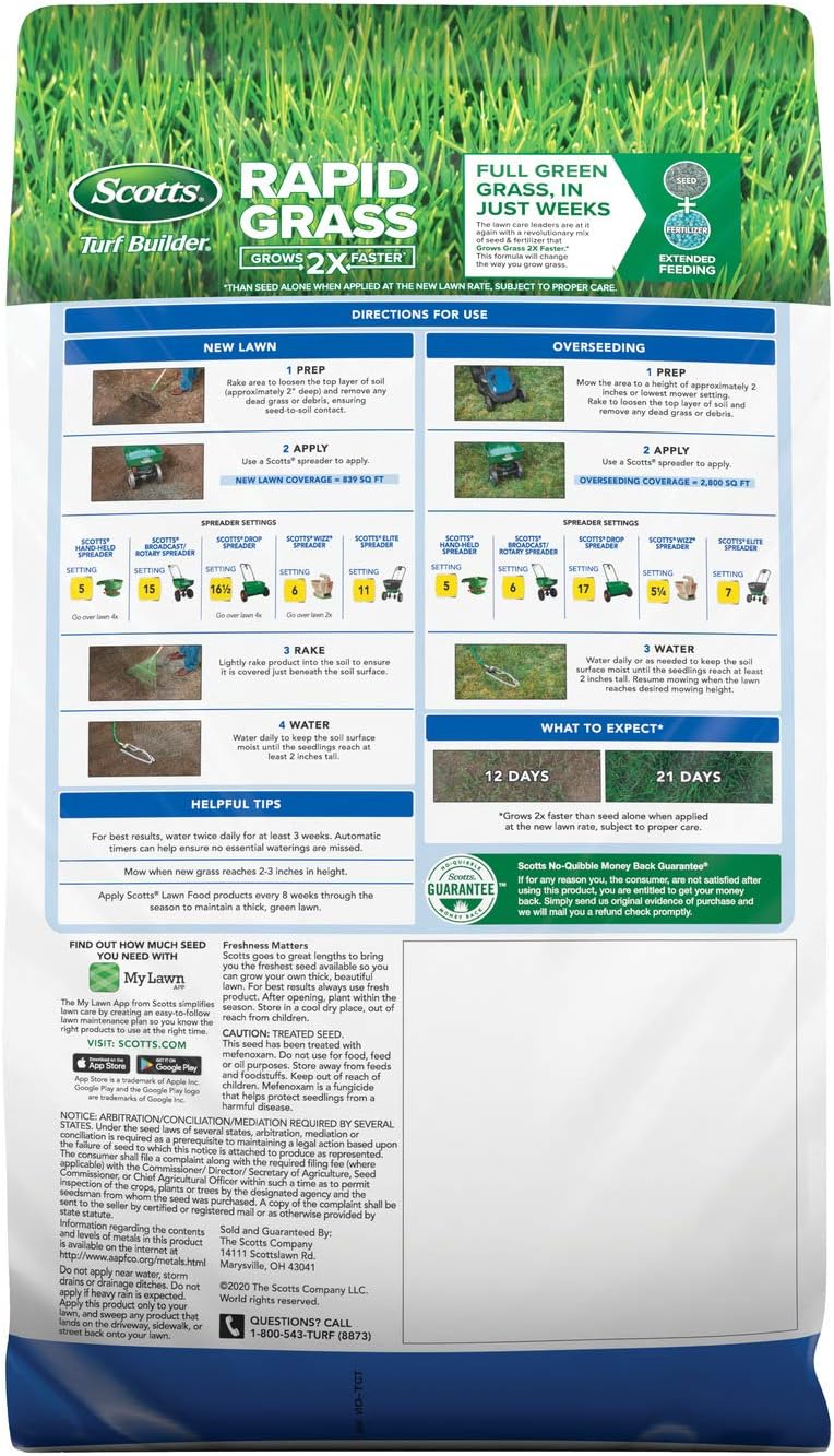 Scotts Turf Builder Rapid Grass Sun & Shade Mix, Combination Seed and Fertilizer, Grows Green Grass in Just Weeks, 5.6 lbs. - Image 2
