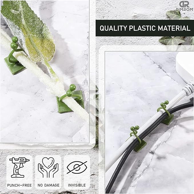 Wall Plant Clips for Climbing Plants - 110Pcs Green Vine Plant Support Plastic Clips Plant Accessories Self Adhesive Clips for Hanging plant hooks indoor - Self Adhesive Cable Clips Wall Plant Holder - Image 3