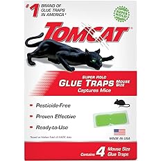 Tomcat Super Hold Glue Traps Mouse Size, Contains 4 Traps - Captures Mice - Also Used for Cockroaches, Scorpions, Spiders and
