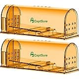 CaptSure 2-Pack Humane Mouse Traps Indoor for Home - Catch and Release, Small Live Mice Traps for House Indoor & Outdoor - Re