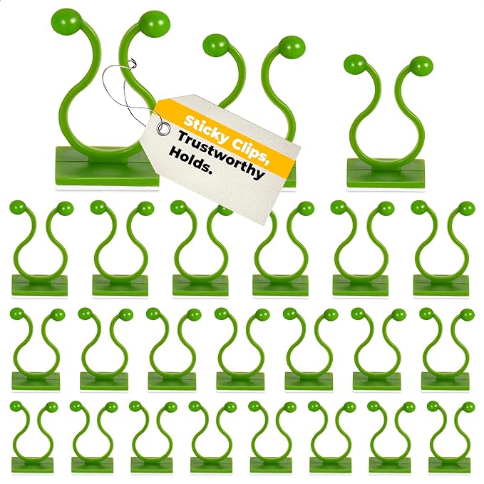 Wall Plant Clips for Climbing Plants - 110Pcs Green Vine Plant Support Plastic Clips Plant Accessories Self Adhesive Clips for Hanging plant hooks indoor - Self Adhesive Cable Clips Wall Plant Holder