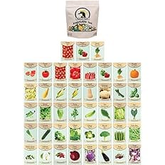 Set of 43 Assorted Vegetable & Herb Seed Packets - Over 10,000 Seeds! - Includes Mylar Storage Bag - Deluxe Garden Heirloom S