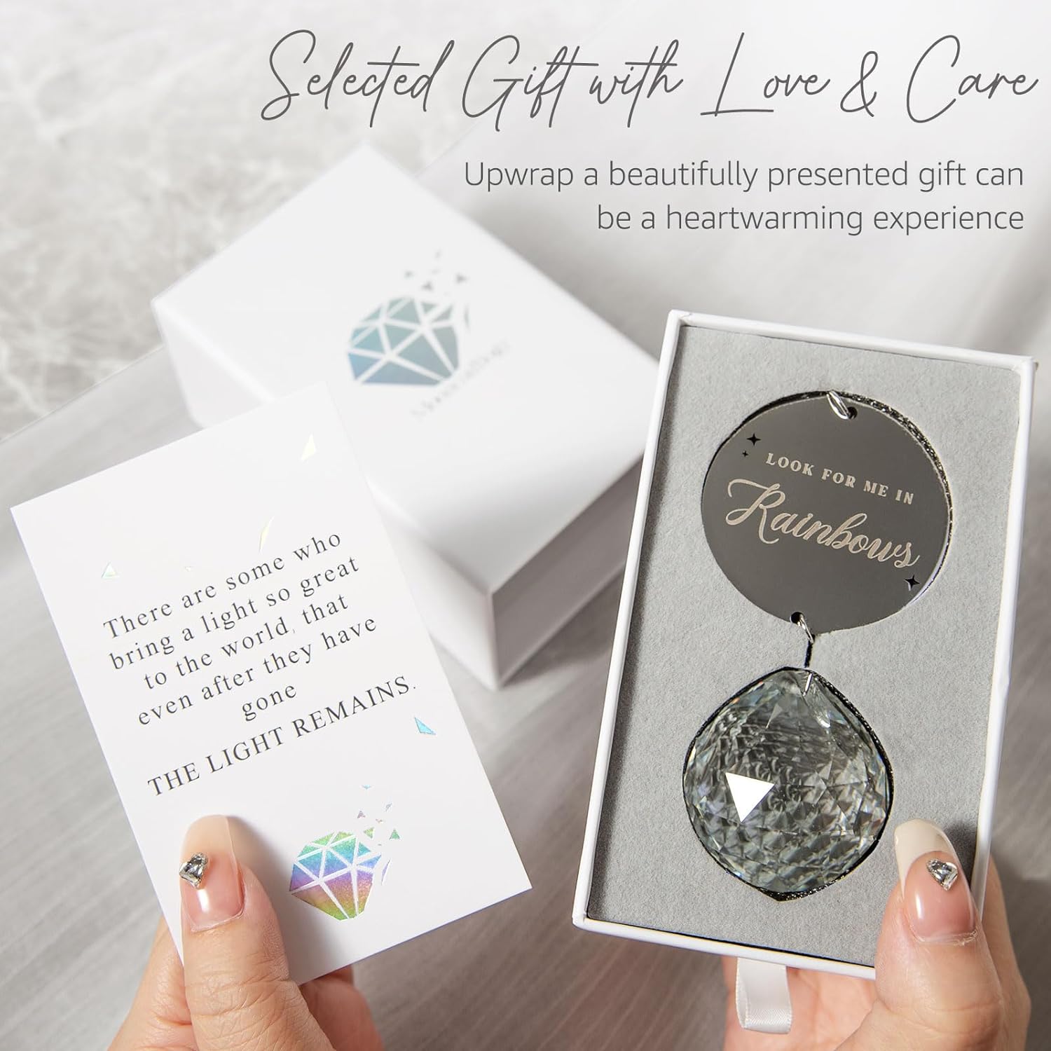 Memorial Gifts for Loss of Loved One, Unique Sympathy Gift Idea Clear Crystal Ball Window Suncatcher, Rainbow Bereavement Grief Gift Box for Loss of Mother Father Husband Son Daughter Dog - Image 2