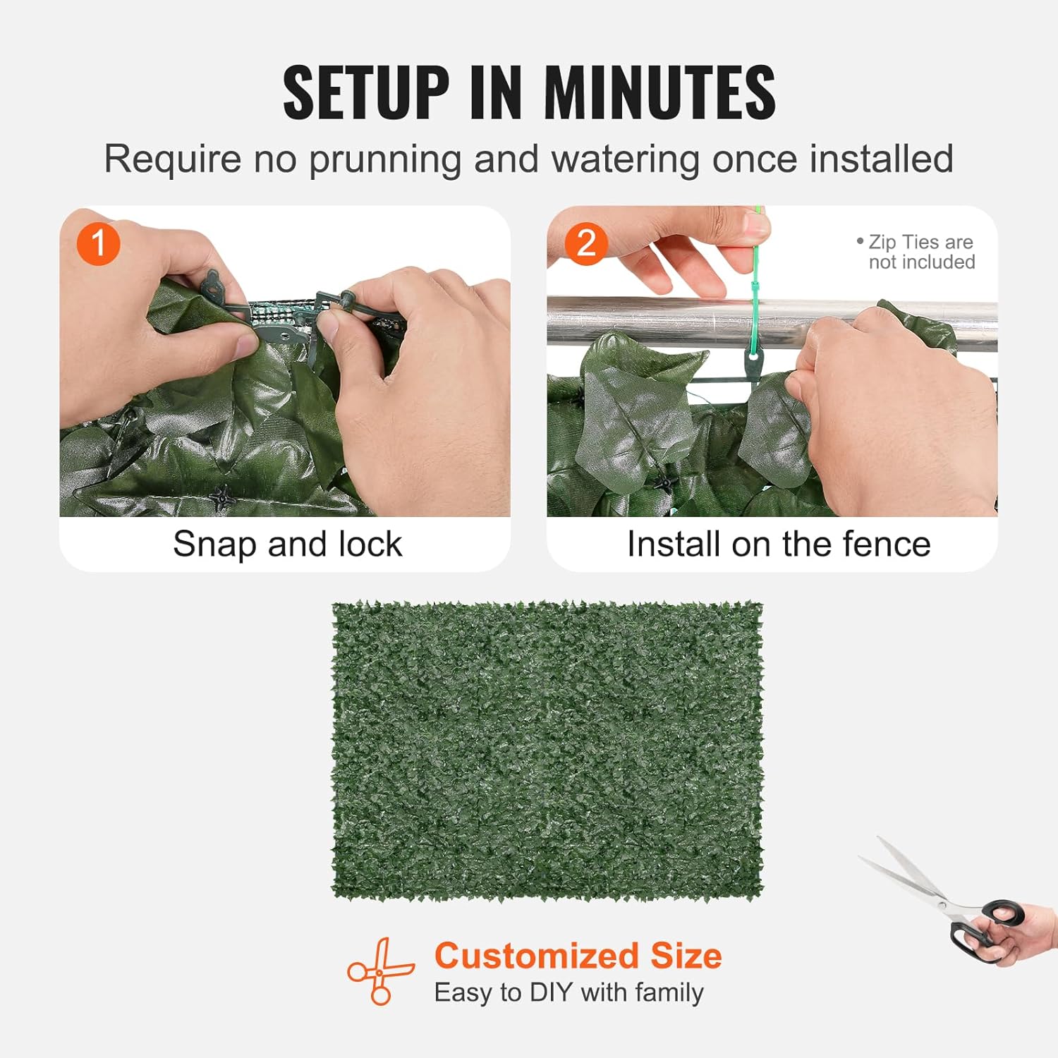 VEVOR Ivy - Valla de privacidad, pantalla de pared verde artificial, valla de hiedra verde con junta reforzada, setos sintéticos para decoración de hojas de vid para jardín, patio, balcón, decoración de patio y patio - Image 45