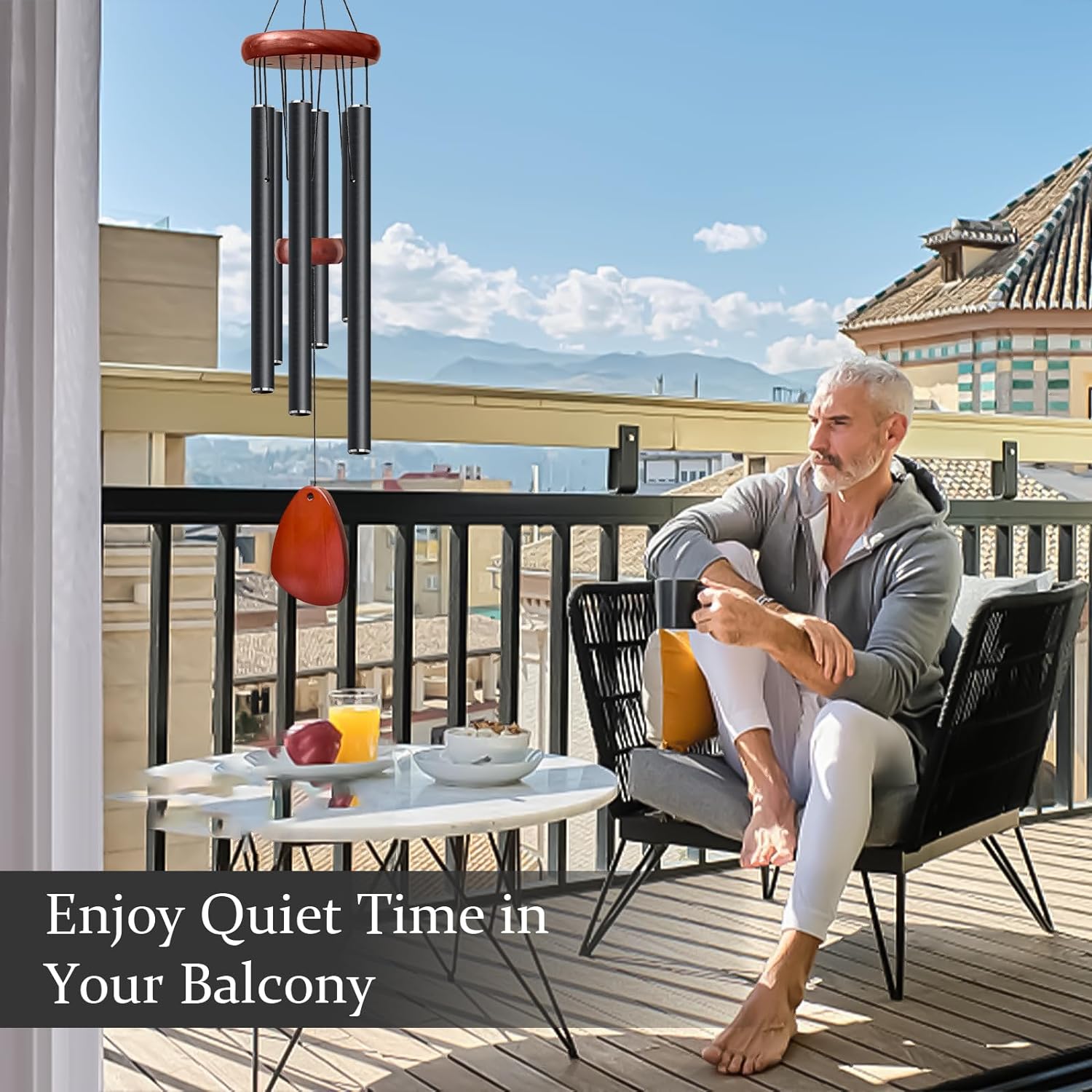 Large Aluminium Wind Chimes 37" Inches to Create a Zen Atmosphere for Outdoor, Garden, Patio Decoration with Wind Catcher, Classic Black, Suitable as A Gift for Unisex - Image 57
