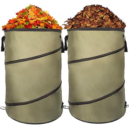 Collapsible Lawn and Leaf Bag Pop-Up Trash Can/Recycle Bin Leaf Waste Bag Outdoor Leaf Bin, 30 Gallon Collapsible Garden Bag for Lawn Yard Garden Camping with Handle(2 Pack)