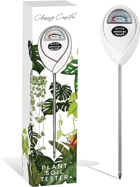 Classy Casita Soil Moisture Meter: Houseplant Care with eBook - Hydrometer Sensor For Plants - Essential Moisture Meter for Indoor & Outdoor Plants - Gardening Gadgets & Houseplant Accessories - White
