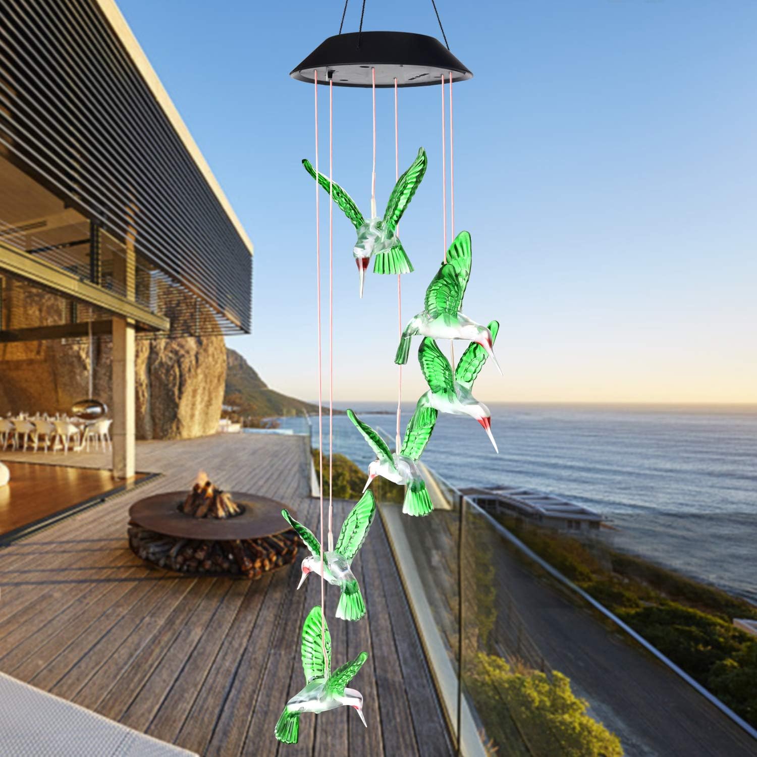 Campanilla de viento solar de colibrí al aire libre, regalo para papá, mamá, abuela, esposa, hija, hermana, tía, abuela, mujeres, decoración al aire libre para patio, jardinería - Image 17