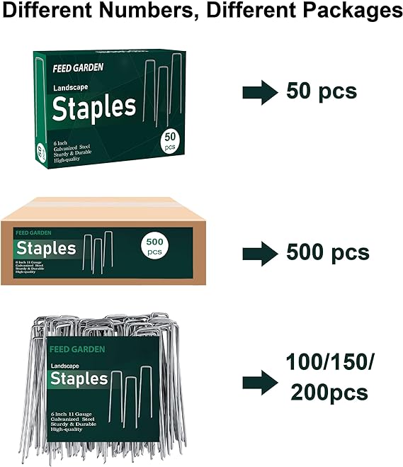 FEED GARDEN Galvanized Landscape Staples Christmas Stakes 6 Inch 50 Pack 11 Gauge Anti-Rust Garden Stakes Landscaping Fabric SOD Pins Yard Stakes for Christmas Decoration Weed Barrier Fabric - Image 2