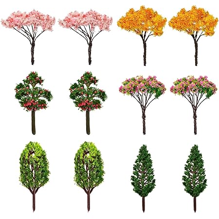 HUIANER Miniature Fairy Garden Tree Plant Ornament, Miniature Dollhouse Pots Decor Moss Micro Landscape DIY Craft Garden Ornament 12 Pcs