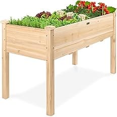 Best Choice Products 48x24x30in Raised Garden Bed, Elevated Wood Planter Box Stand for Backyard, Patio, Balcony w/Bed Liner,