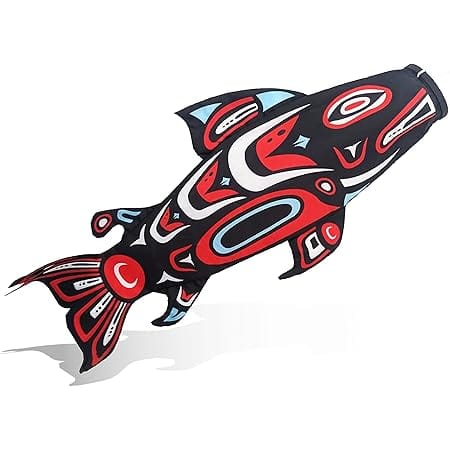 Madrona Brands Totem Salmon Fish Windsock | Durable Outdoor Hanging Decoration | Yard, Garden, Boat, Dock and More | 40-Inch