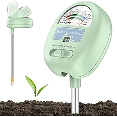 Soil Moisture Meter,4-in-1 Soil Ph Meter, Soil Tester for Moisture, Light,Nutrients, pH,Soil Ph Test Kit, Great for Garden, L