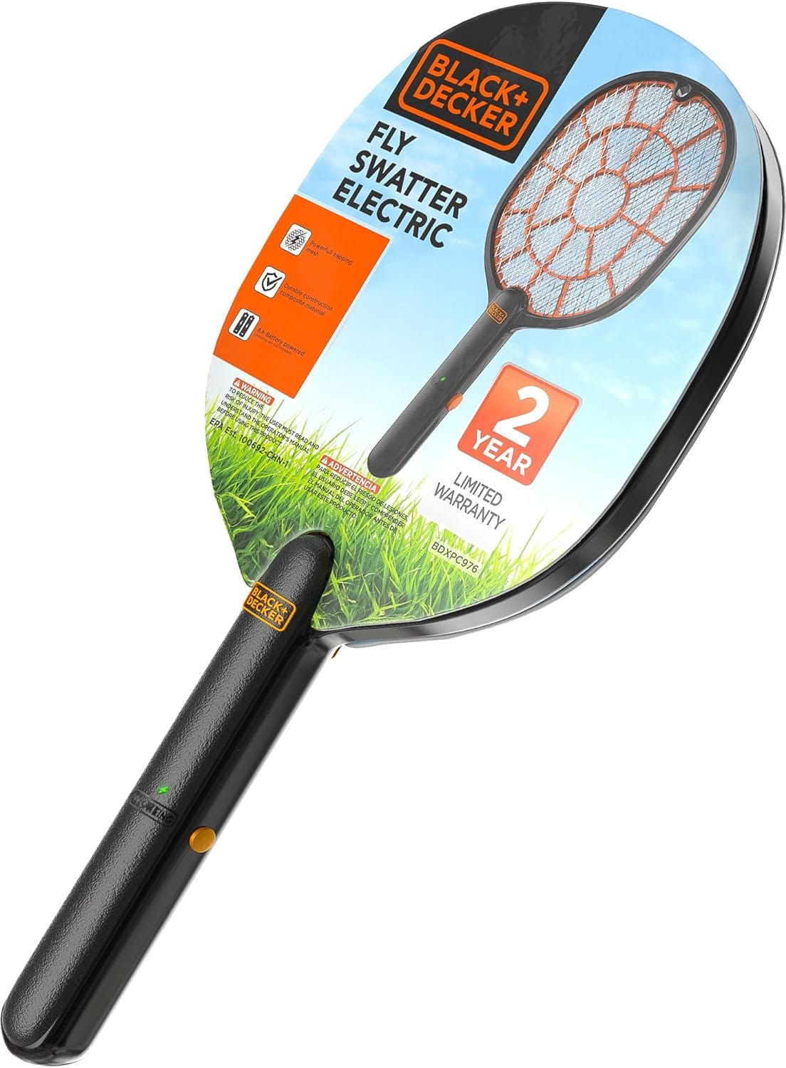 BLACK+DECKER Bug Zapper Fly Swatter Electric for Mosquitoes Indoor Outdoor– Harmless-to-Humans Battery Operated – Handheld Bug Zapper Racket
