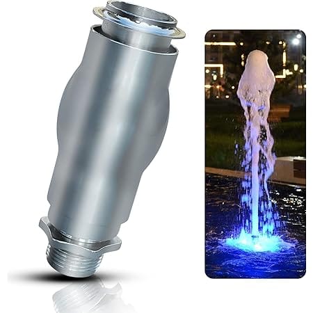 AURA LIFE - fountain Nozzle Professional Grade Foaming Jet Bubbler Water garden Display - 1" Inch All Stainless Steel Adjustable Height Frothy DIY Bubbling Waterfall