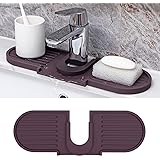 NEWITEE Sink Splash Guard, Silicone Sink Faucet Splash Catcher Mat, Adjustable Faucet Draining Mat for Kitchen and Bathroom S