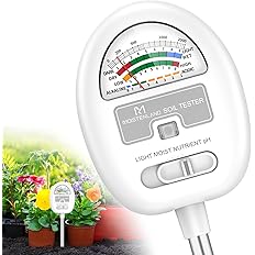 [Upgraded] Soil Moisture Meter, 4-in-1 Soil pH Tester, Soil Moisture/Light/Nutrients/pH Meter for Gardening, Lawn, Farming, I
