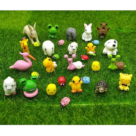 EMiEN 31 Pieces Mini Animals Miniature Ornament Kits,Tiny Animals Figurines,Fairy Garden Animals for Fairy Garden,Dollhouse,Plant Pots,Bonsai Craft Decor