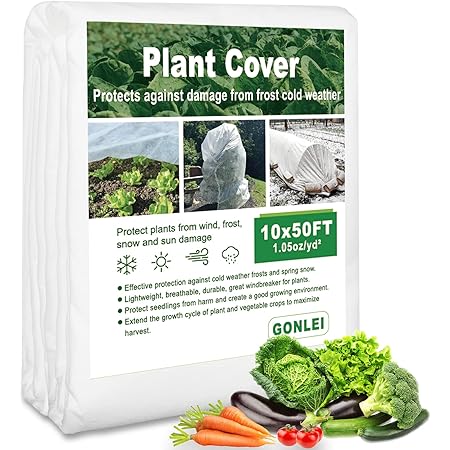 GonLei Plant Covers Freeze Protection 10x50ft(1.05 Oz/yd²) Garden Cover Plant Floating Row Cover,Vegetable Frost Blanket Winter Frost Cloth Plant Freeze Protection,Floating Blankets Fabric Plants