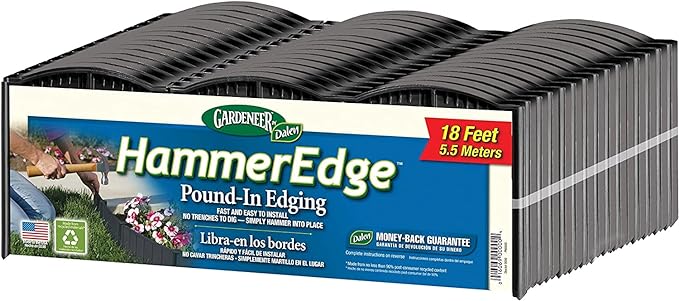 Gardeneer by Dalen HammerEdge Pound in Edging - 16 Durable Interlocking Pieces -18 feet of Coverage - Made in USA - Easy to Install - 1 Pack