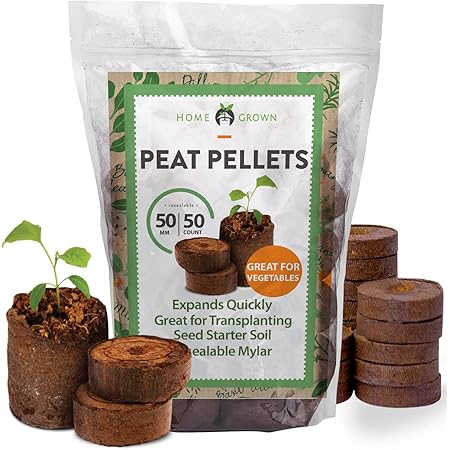 Seed Starter Peat Pellets for Gardening – Plant Seed Starter Pods for Planting Veggies, Flower Seeds, and Herb Garden Cuttings – Peat Moss Garden Starter Soil Pellets by Home Grown (50mm, 50count)