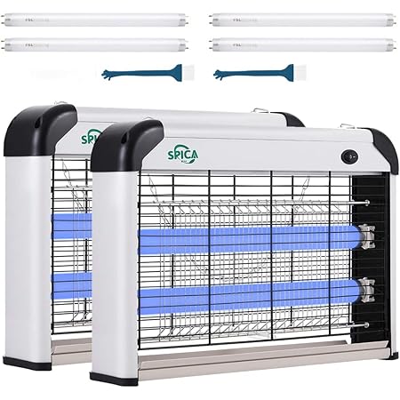 SPICA 2 Pack Insect Killer Bug Zapper Indoor, 20W Electronic Mosquito Fly Moth Wasp Pest Killer, Includes 4 Replacements UVA Light Bulbs