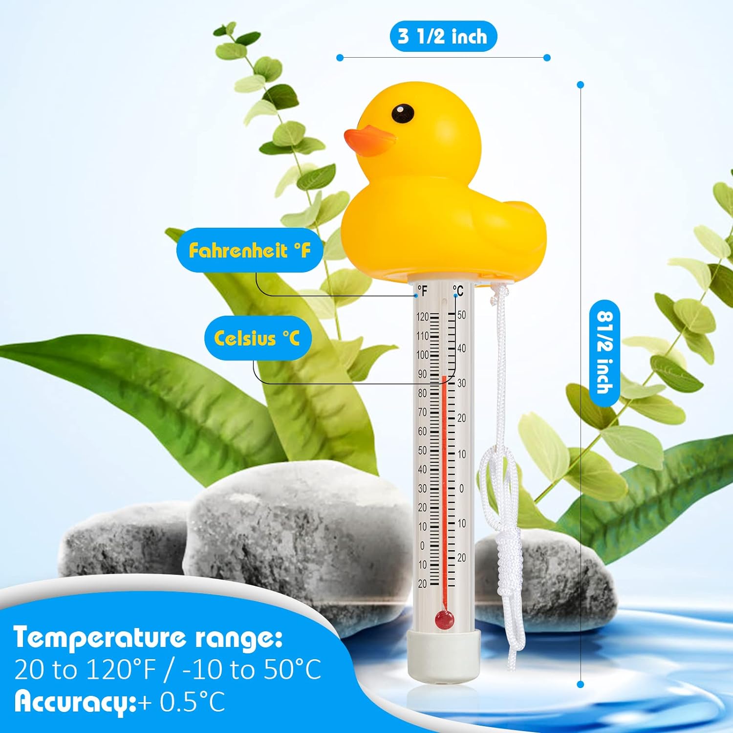 Pool Thermometer Floating Swimming Pool Thermometer Pond Water Thermometer Swimming Pool Floating Thermometer Pool Accessories for Outdoor and Indoor Swimming Pools and Spas by DWEPTU - Image 3