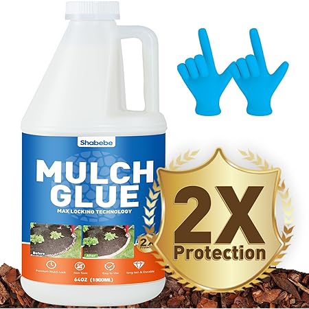 Mulch Glue -64OZ Mulch Glue for Landscaping, Super Strength Landscape Adhesive Landscape Lock, Fast-Dry, Non-Toxic, Mulch Binder Glue, Pea Gravel, Mulch for Garden, Adhesive Max Mulch Glue Spray