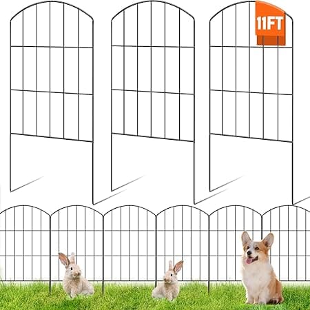 WHGJ Decorative Strong Garden Fence, 10 Pack No Dig Fencing 24in(H) x 11ft(L) Rustproof Metal Panel Animal Barrier Border for Dog Fencing, Flower Plant Edging for Yard Landscape Patio Outdoor