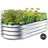 Winpull Raised Garden Bed Kit, Large Galvanized Beds Outdoor Planter Box with Safety Edging and Gloves, Metal for Gardening V