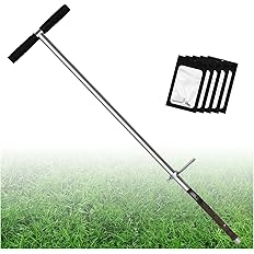 Soil Probe,Soil Sample Probe,T-Handle Soil Sampler Probe，Stainless Steel Soil Test Kits Tool for Soil Sampling with Foot Peda