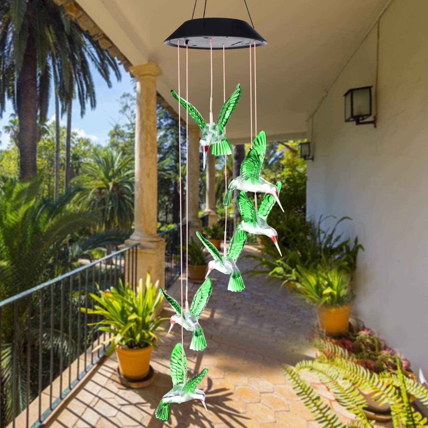 Campanilla de viento solar de colibrí al aire libre, regalo para papá, mamá, abuela, esposa, hija, hermana, tía, abuela, mujeres, decoración al aire libre para patio, jardinería - Image 20