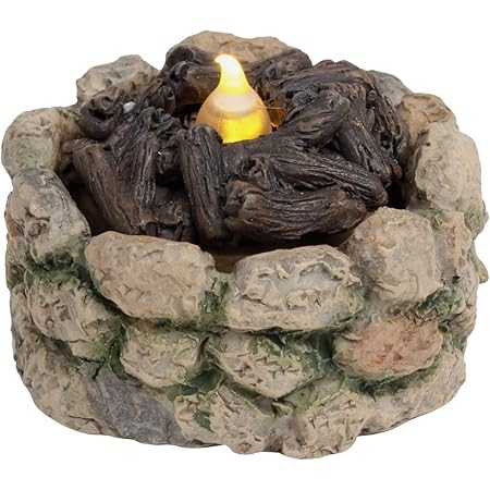 Treasure Gurus Miniature Stone LED Light-Up Firepit Fairy Garden Decor Dollhouse Accessory