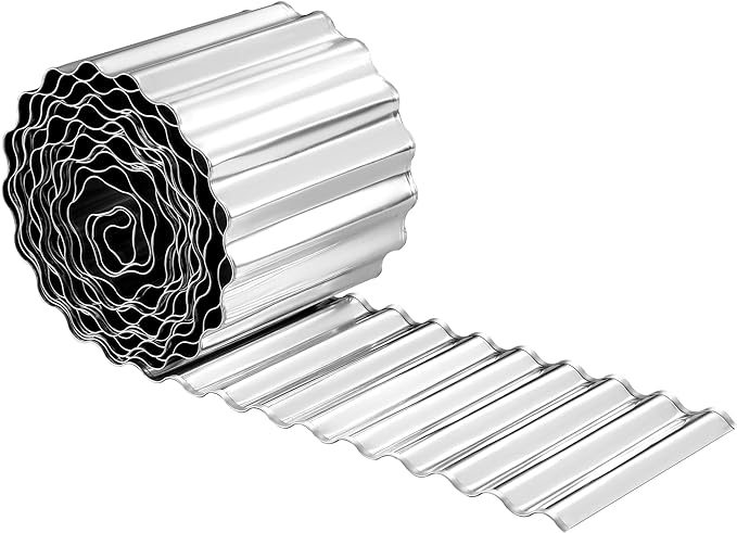 Landscape Edging Border, 6"×40Ft Corrugated Metal Fence for Garden, Flower Bed, Lawn and Landscape Edging (Silver)