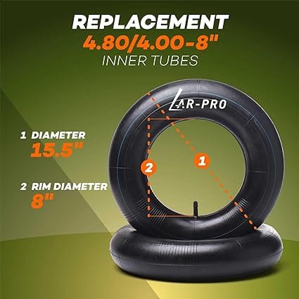 AR-PRO 4.80/4.00-8" Heavy Duty Replacement Inner Tube with TR-13 Straight Valve Stem (2-Pack) - for Wheelbarrows, Mowers, Hand Trucks and More - Image 2