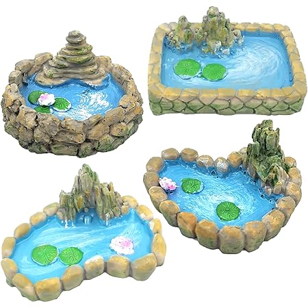 Trasfit 4 Pieces Fairy Garden Miniature Pond Ornaments Accessories for Miniature Garden Accessories, Home Micro Landscape Decoration