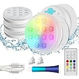 QOLNBY Pool Lights, Rechargeable Submersible LED Lights, IP68 Waterproof Underwater Lights,16 Color Changing Floating Lights
