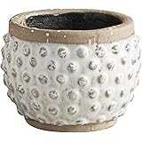 47th & Main Ceramic Dot Planter, Small, Distressed White Dot