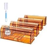 4 Pack Humane Mouse Traps Indoor for Home, Live Mouse Traps No Kill, Reusable Mice Small Rat Trap Catcher for House & Outdoor