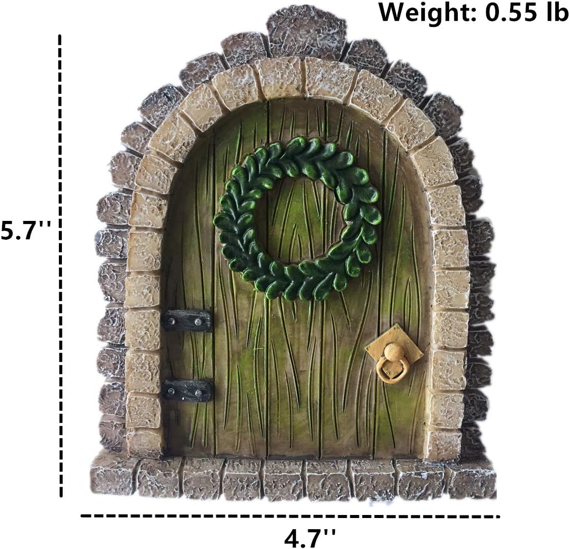 MUAMAX Fairy Garden Door Accessories Miniature Fairy Doors Wall Indoor/Outdoor Mystical Door for Tree Trunk (Brown) - Image 2