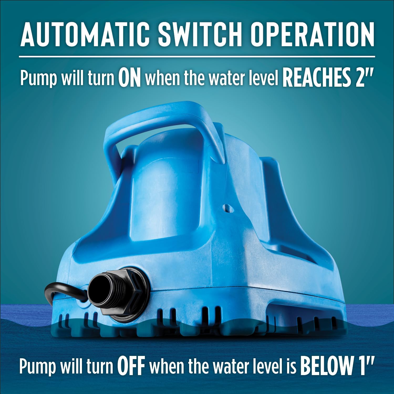 Little Giant APCP-1700 115-Volt, 1/3 HP, 1745 GPH, Automatic, Submersible, Swimming Pool Cover Pump with 25-Ft. Cord, Light Blue, 577301 - Image 3