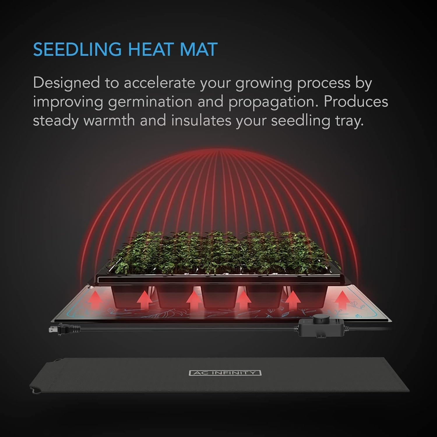 AC Infinity SUNCORE S3, Waterproof Seedling Mat with Heat Controller 10" x 20.75", UL & MET Certified Heating Pad, for Indoor Gardening, Hydroponics, Germination, Cloning - Image 2