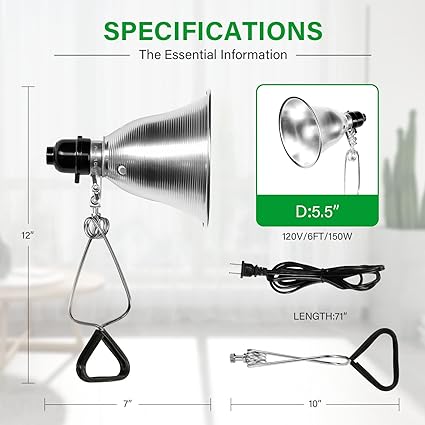 Simple Deluxe Clamp Lamp Light Socket with 5.5 Inch Aluminum Reflector, Suit for Max 60 Watt Lamp (No Bulb Included) with 18/2-Gauge 6 Feet Cord, 2 Pack,Silver - Image 2