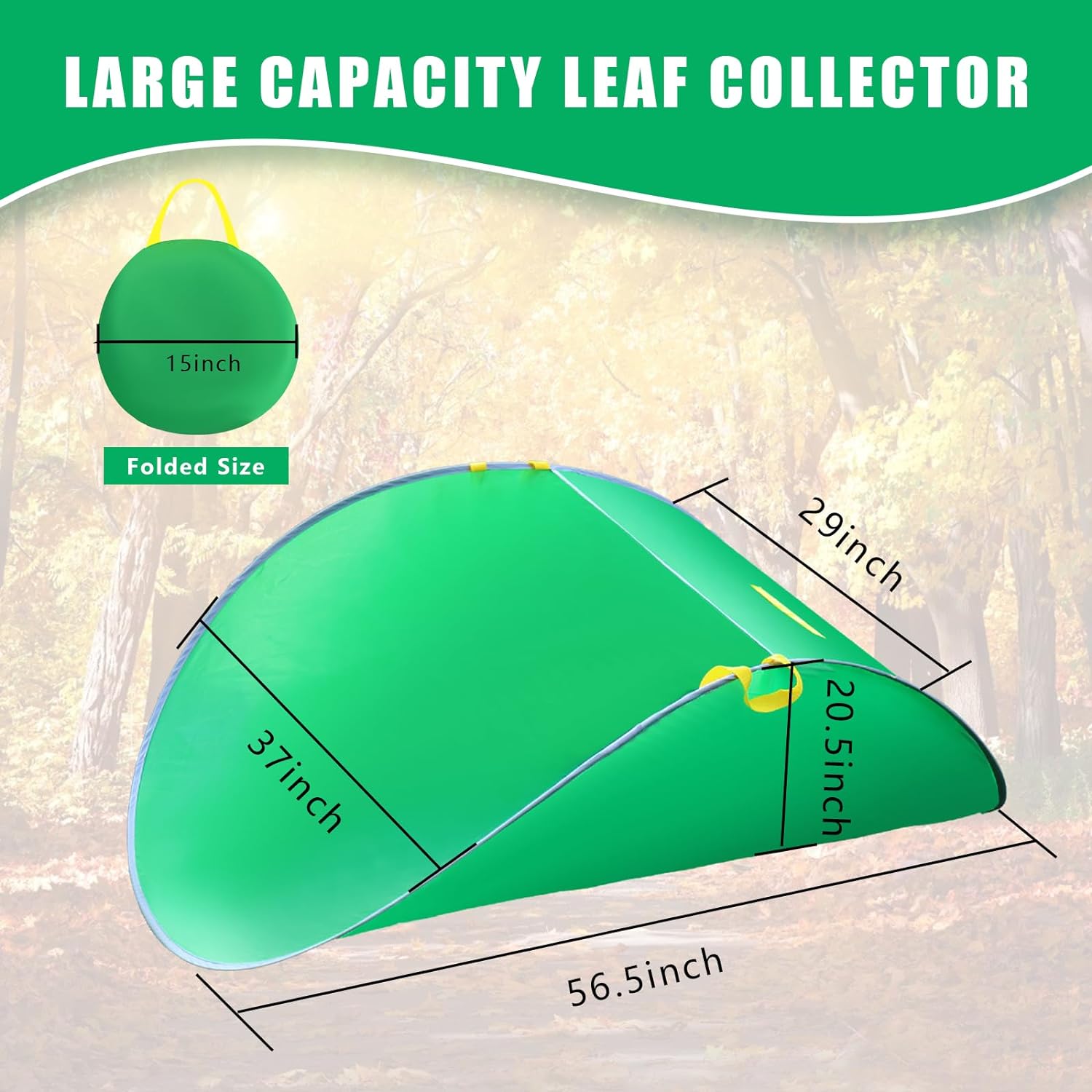 UQM Leaf Collector, Portable Pop Up Leaf Bags, Foldable Leaf Pick Up Tools Patent Number D1005635, Reusable Yard Garden Bags for Leaves Lawn Trash - Image 2