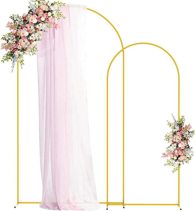 Fomcet Metal Arch Backdrop Stand Set of 2 Gold Wedding Arch Stand 7.2FT & 6FT Arched Backdrop Frame for Birthday Party Baby Shower Graduation Ceremony Decoration