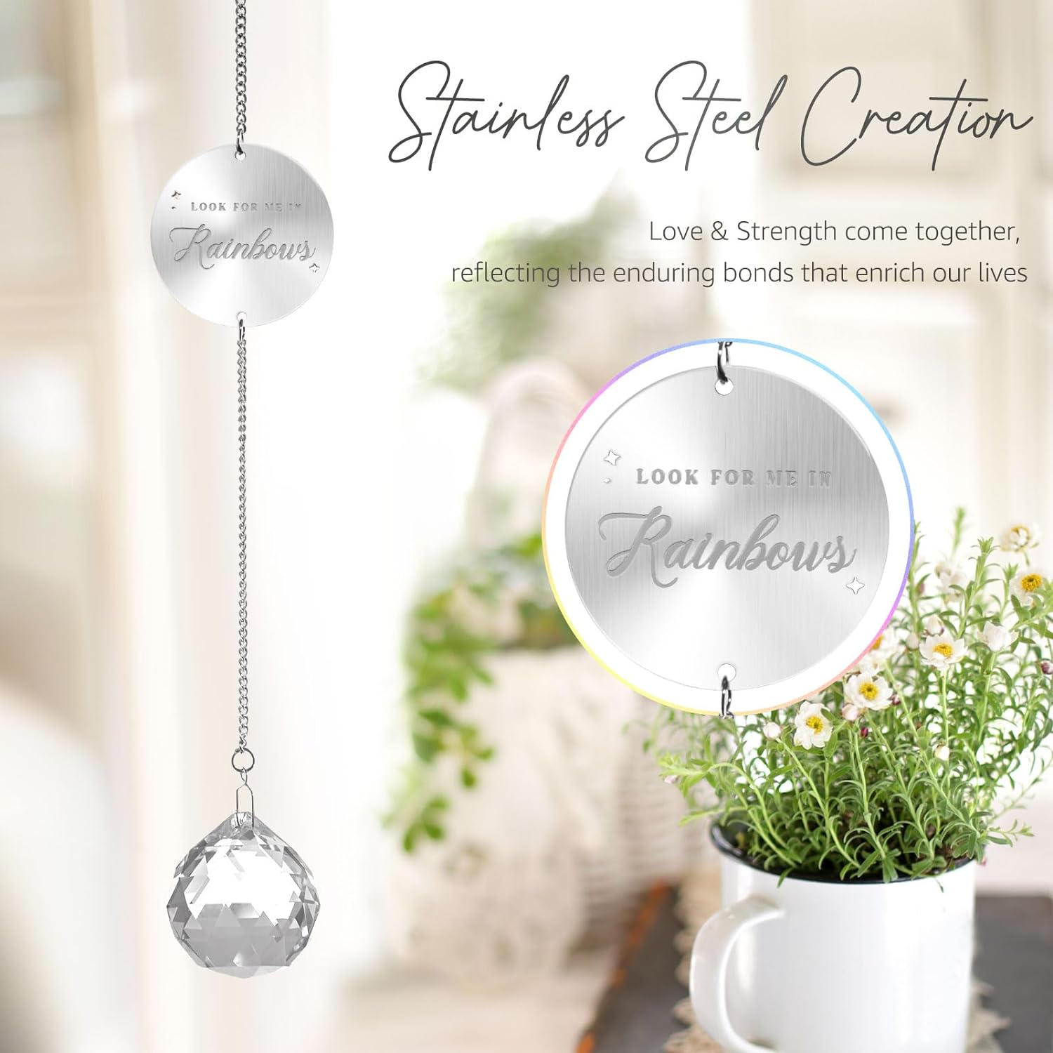 Memorial Gifts for Loss of Loved One, Unique Sympathy Gift Idea Clear Crystal Ball Window Suncatcher, Rainbow Bereavement Grief Gift Box for Loss of Mother Father Husband Son Daughter Dog - Image 3