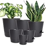 Self Watering Pots for Indoor - 8/7/6.5/6/5.5/5 Inch Self Watering Planters for Indoor Plants with Deep Saucer Reservoir & Dr